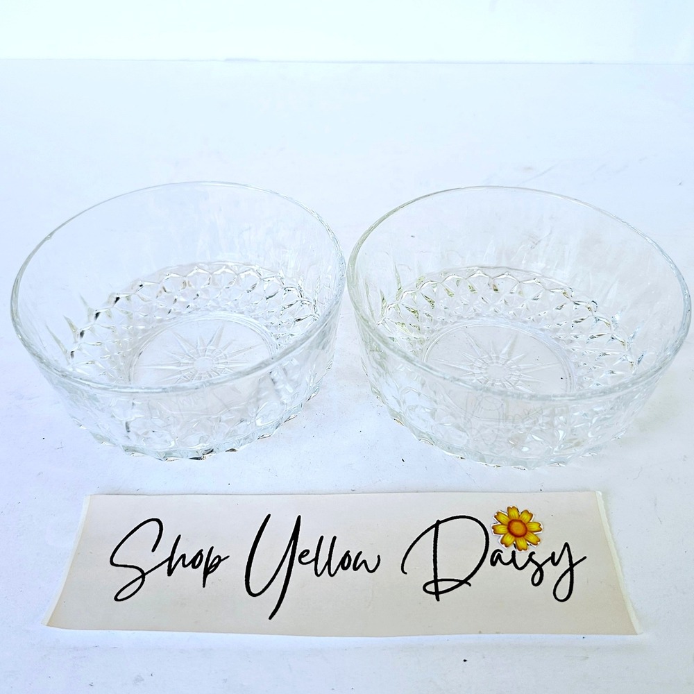 Vintage Arcoroc Diamant 4" Dessert Berry Bowls Set of 2 Made in France -  M867.2